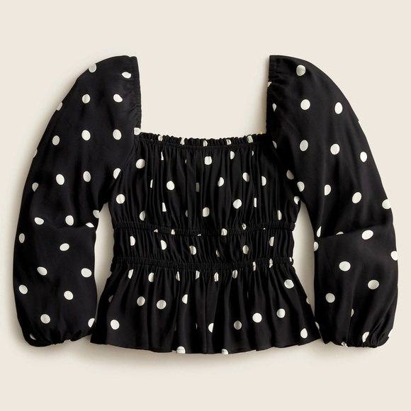 J.Crew Puff-sleeve drapey crepe top in dots - NWT - Picture 2 of 7
